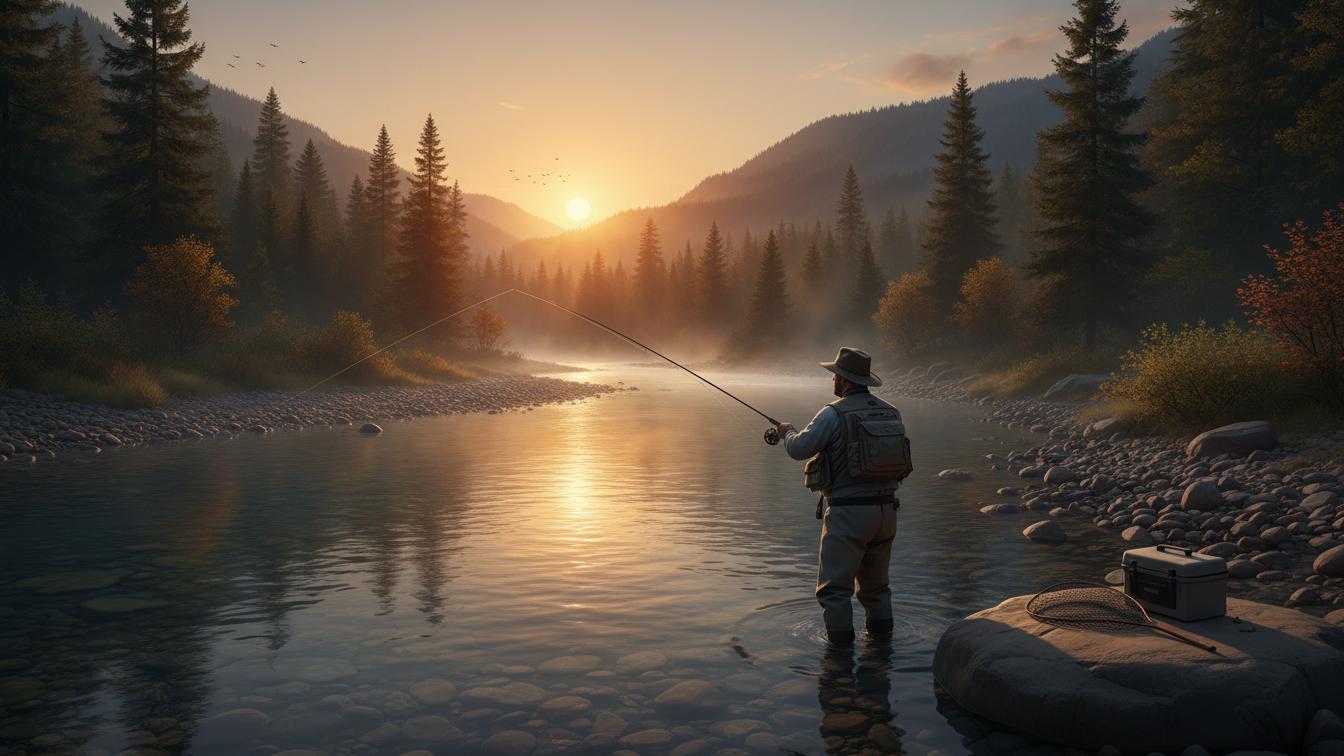 Paisaje de pesca en Patagonia